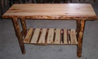 Amish Rustic Log Sofa Table Solid Aspen Wood Cabin Lodge Furniture 