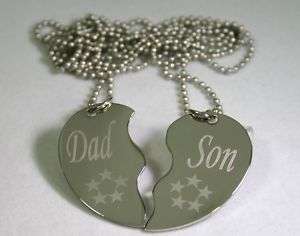 SPLIT HEART DAD SON FATHERS DAY TAG NECKLACE  