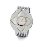 VistaBella White Mother of Pearl Flower Silver Tone Band Watch