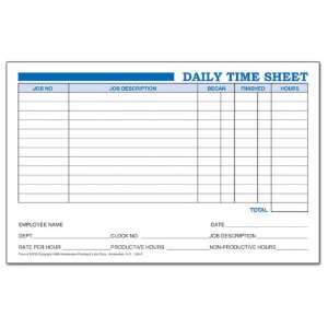  Daily Time Sheet   50 Sheets Per Pad   Min Quantity of 10 