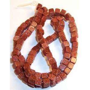  Sparkly Copper Goldstone Gem Beads   4mm Cube Arts 