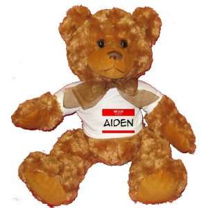  HELLO my name is AIDEN Plush Teddy Bear with WHITE T Shirt 