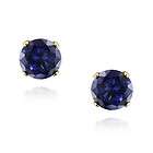 5ct Tanzanite CZ Gold Plated Silver Stud Earrings, 7mm