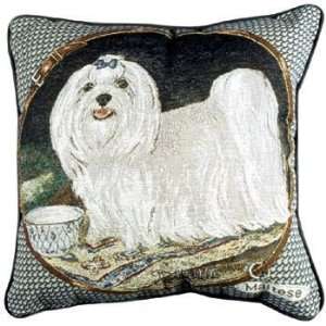 Maltese Dog Animal Decorative Accent Throw Pillow 17 x 17  