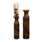 Benzara Set of 2 Shabby Brown Metal Flower Vase 32 Tall