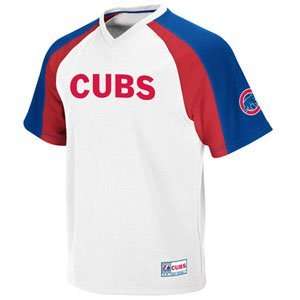  Chicago Cubs V Neck Crusader Jersey (White)   Large 