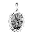 PicturesOnGold Saint Adjutor Medal , Sterling Silver, 2/3 x 3/4 in 