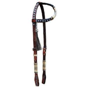 Single Ear Headstall With Knotting, Tassels, & Dots  