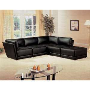  5 Piece 100% Black Bonded Leather Sectional   Coaster Co 