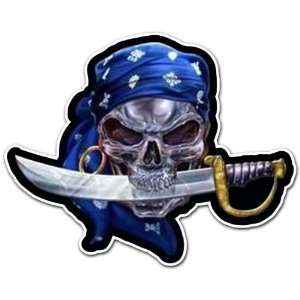  Skull Pirate Sea Robber Cutlass Car Bumper Sticker Decal 4 