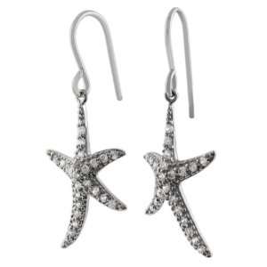  Sterling Silver CZ Starfish Earrings Jewelry