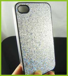 Bling Sparkle Glitte Hard Back Cover Case For i Phone 4 4G 4S Silver 