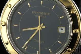 RAYMOND WEIL TANGO 5560 SS 2 TONE HIGH FASHION MENS WATCH W/ BLUE 