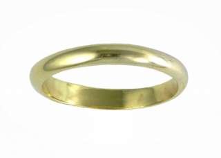14K solid gold 3mm wide rounded plain band ring  