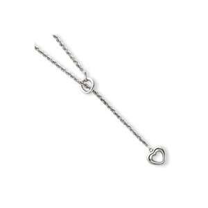  14k White Gold Heart Lariat Necklace   18 Inch   Lobster 