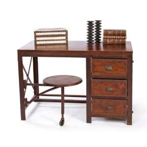   Rustic Cargo Desk with Drawers Attached Seat Furniture & Decor