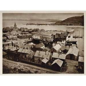 1931 Harbor Port Hammerfest Norway Norge Photogravure   Original 