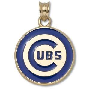  Chicago Cubs 5/8 C Cubs Logo Blue Enameled Pendant   10KT Gold 