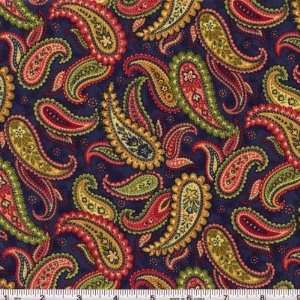  45 Wide Flannel Paisley Blue Fabric By The Yard: Arts 