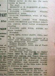 1913 newspaper LYNCHING of 2 NEGRO BOYS at HARRISON Mississippi after 