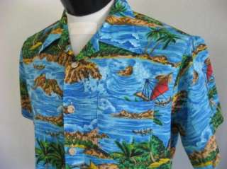 Mens Vintage 70s Royal Islander Aloha Hawaiian Shirt L  