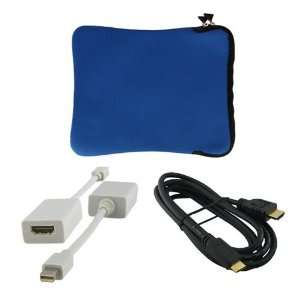 Mini DisplayPort to HDMI Adapter + 6 Feet HDMI to HDMI Cable + Blue 12 