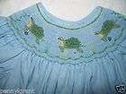Beautiful Little Girls 3T Blue Bishop Smocked Turtle Dress EUC   3T