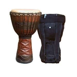  Ruby Geometric Carved Professional Djembe w/ Free Bag and 