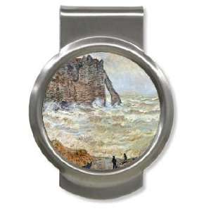  Stormy Sea la Porte dAval By Claude Monet Money Clip 