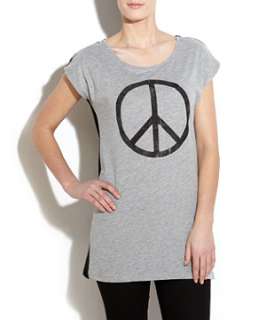 Grey (Grey) Grey and Black Peace Sign Tunic Top  250585104  New Look