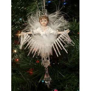  Icicle Angel Fairy Glitter & Fur Christmas Ornament 