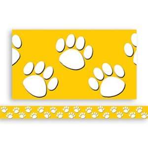 15 Pack TEACHER CREATED RESOURCES GOLD WITH WHITE PAW PRINTS STRAIGHT