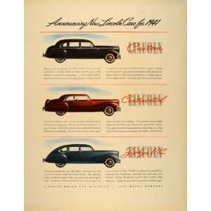   Ad Lincoln 1941 Cars Custom Continental Zephyr V12   Original Print Ad