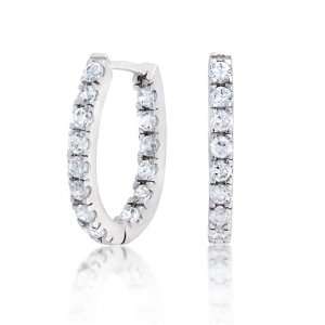 Bling Jewelry Pave CZ Thin Inside Out .925 Sterling Silver Huggie Hoop 
