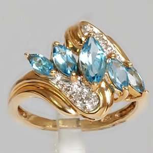    10k Yellow Gold .90 CTW Blue Topaz & Diamond Estate Ring: Jewelry