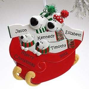  Personalized Polar Bear Family Christmas Ornaments   4 