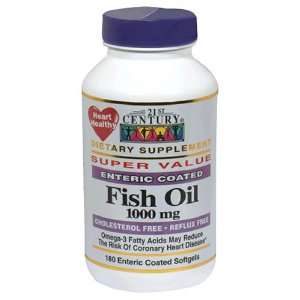21st Century Dietary Supplement Enteric Coated Fish Oil, 1000 mg, 180 