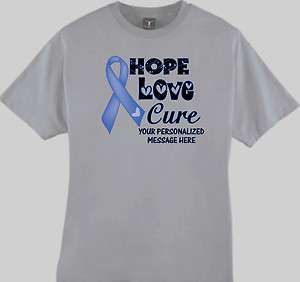   Prostate Cancer Awareness Hope Love Cure Blue Ribbon T Shirt Sm 6X