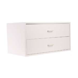  Large Cube with 2 Drawers   White
