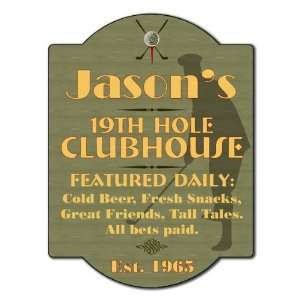    Personalized Golfers 19th Hole Clubhouse Sign 