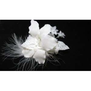  White Lily Flower Bridal Hair Clip 