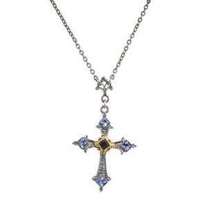    Antique Designed Pewter Tone Cross Necklace 1928 Jewelry Jewelry