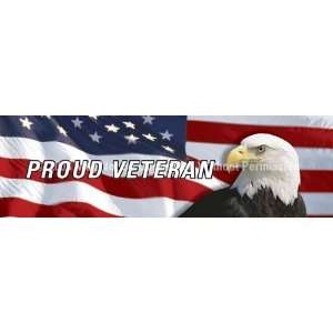   Graphic   16x54 US Flag with Eagle Proud Veteran Patio, Lawn & Garden