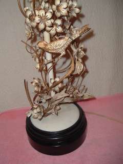   Sculpture Lamp Birds/Flowers Tole 51 Hand Made Very Unusual Vintage
