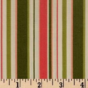  45 Wide Roses Stripes Red/Green Fabric By The Yard Arts 