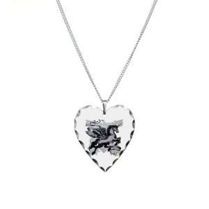    Necklace Heart Charm Unicorn with Wings: Artsmith Inc: Jewelry