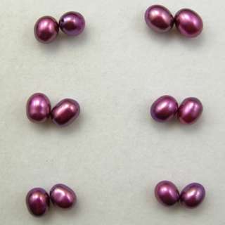 50PCS 6mm purple oval FW Cultured Pearl loose Beads  