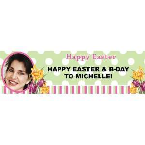  Polka Dot Floral Easter Personalized Photo Banner Medium 