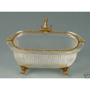   Lead Italian Hand Cut Crystal and Brass Soap Holder: Home & Kitchen