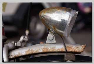 Leinwand Bild Altes Fahrrad Detail Nostalgie Lampe Warm  